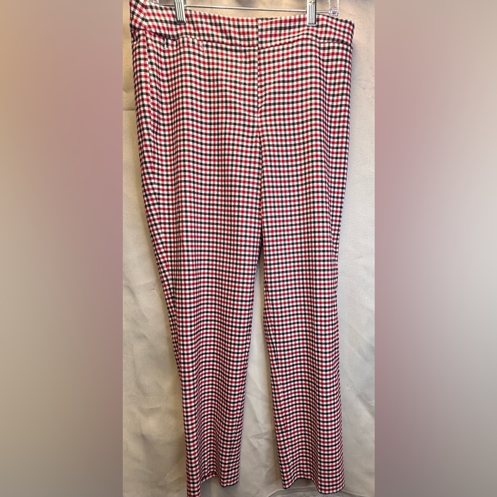 Talbots Hampshire Curvy Fit Ankle Gingham Pants Red/Black/Cream Size 8